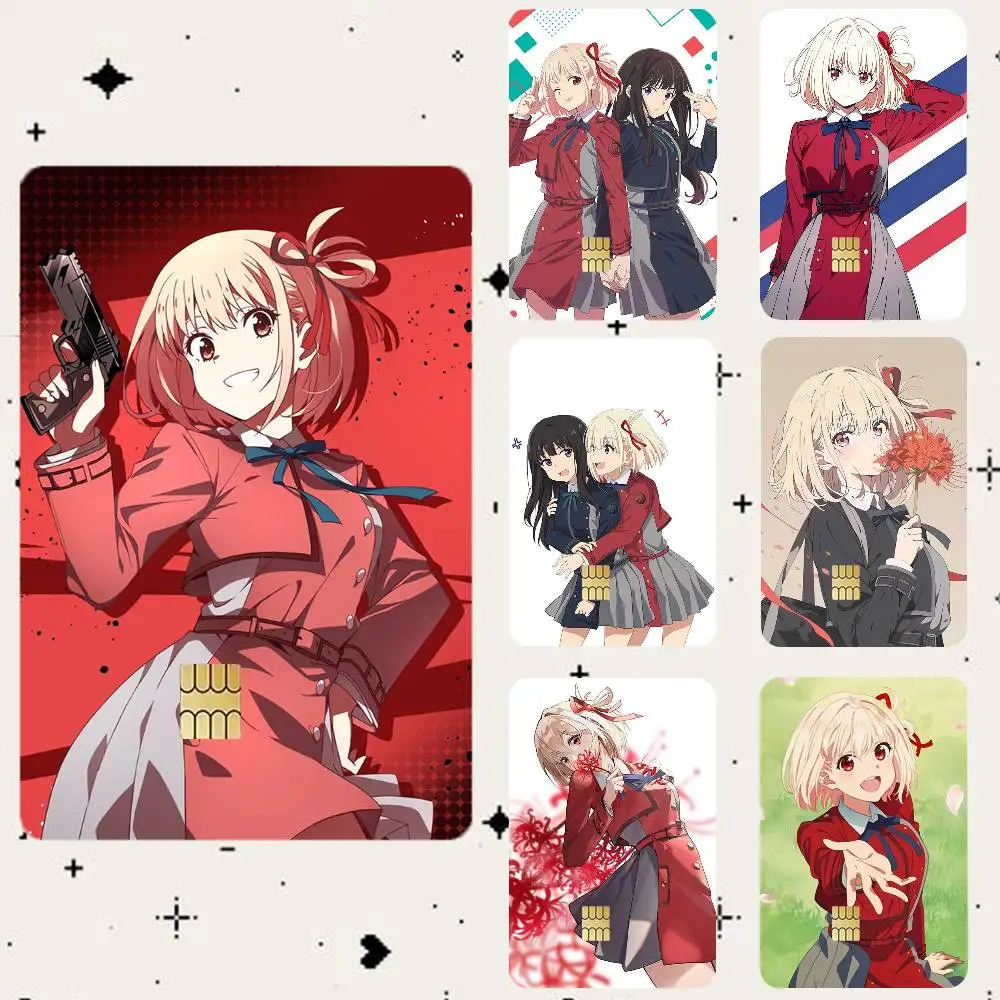 L-Lycoris Recoil Waterproof Bank Card Sticker Skin for Credit Debit Chip Cards Decorative Cover Film
