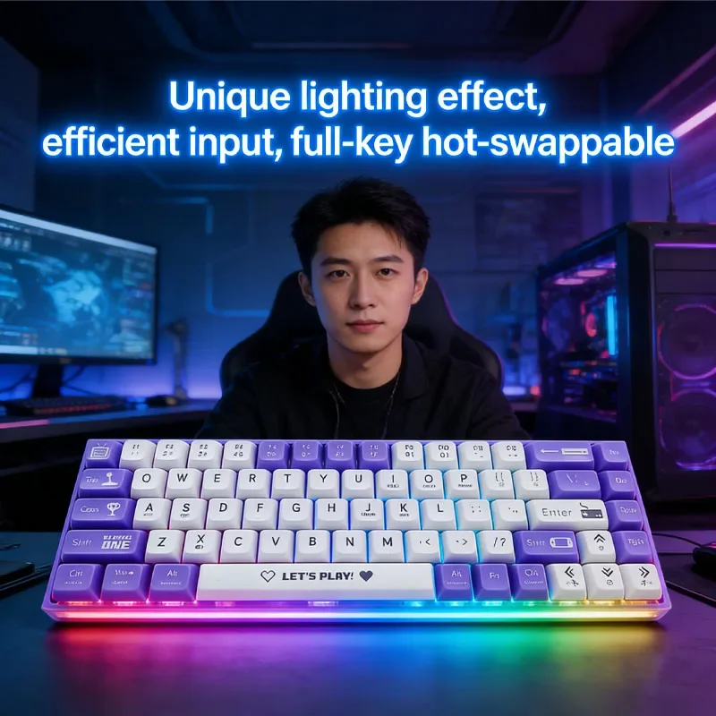 AK680 Compact Mechanical Keyboard 68 Keys Hot Swappable Wired Brown Switch Anti Ghosting Ideal for Gaming and Productivity
