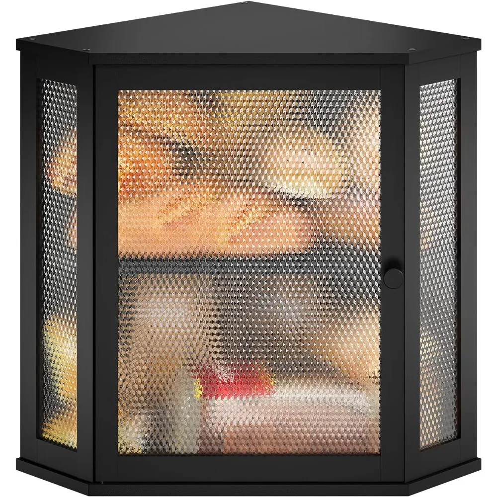 

Corner Bread Box Kitchen Countertop Extra Large Farmhouse Bread Storage Double Layer Bread Holder Black