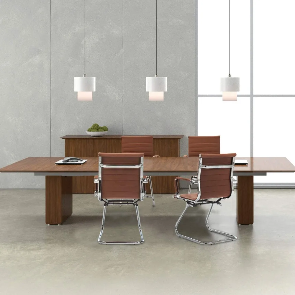 كراسي مؤتمرات جلدية متوسطة الظهر لغرف الانتظار واستخدام الضيوف والاستقبال مع قاعدة زلاجات #2