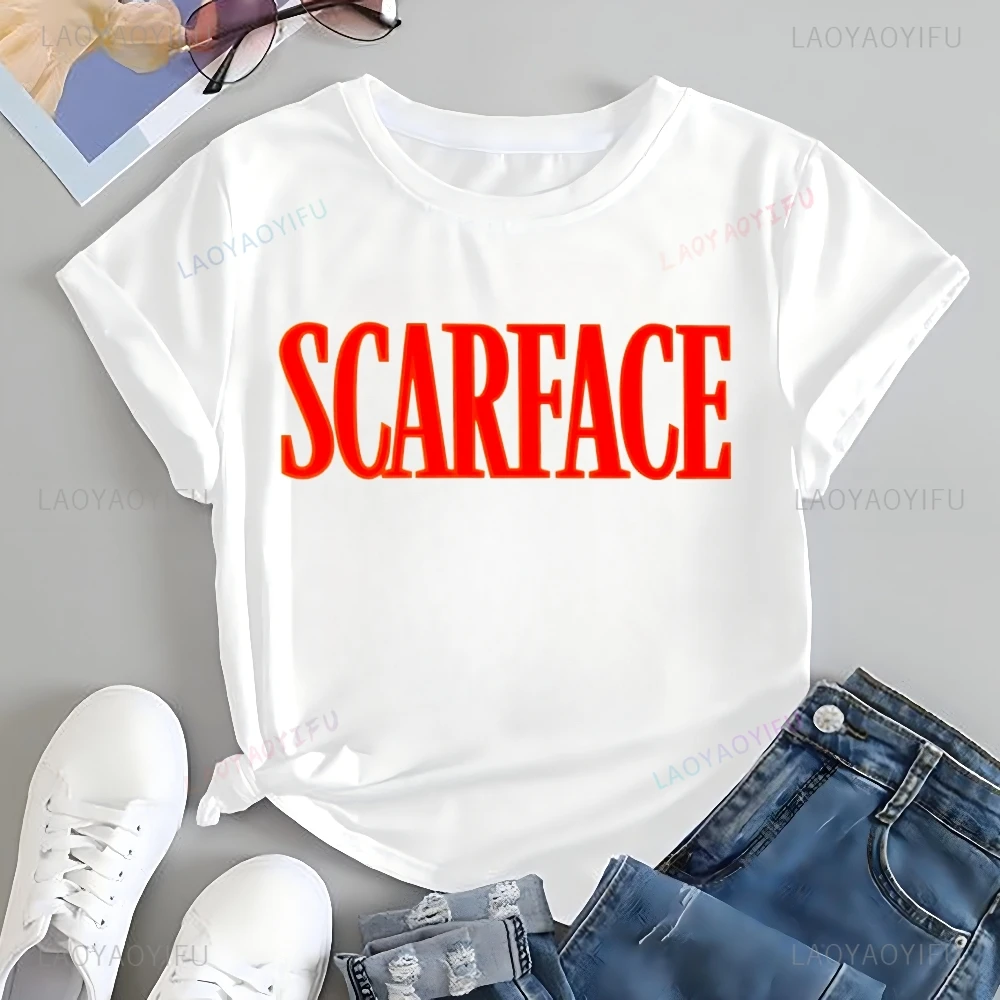 Movie Scarface Fashion Men's and Women's Printed T-shirt Top Neutral Trend Harajuku Unisex Shirt Pattern Large T-shirt