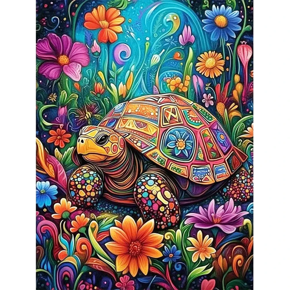 DIY Diamantmalerei Schildkrötenbild aus Strass Diamantmosaik Schildkröte Tier Neuheit Blumen Handarbeit