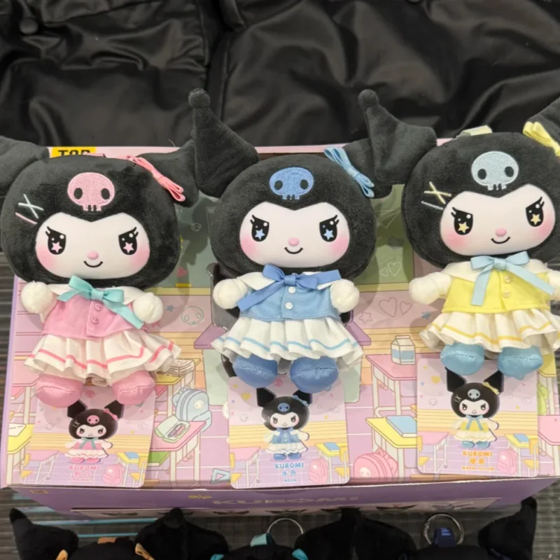 Novo genuíno kuromi escola vida série caixa cega kawaii saco pingentes adorável na moda brinquedos kuromi caixa mistério bonito modelo bonecas presentes