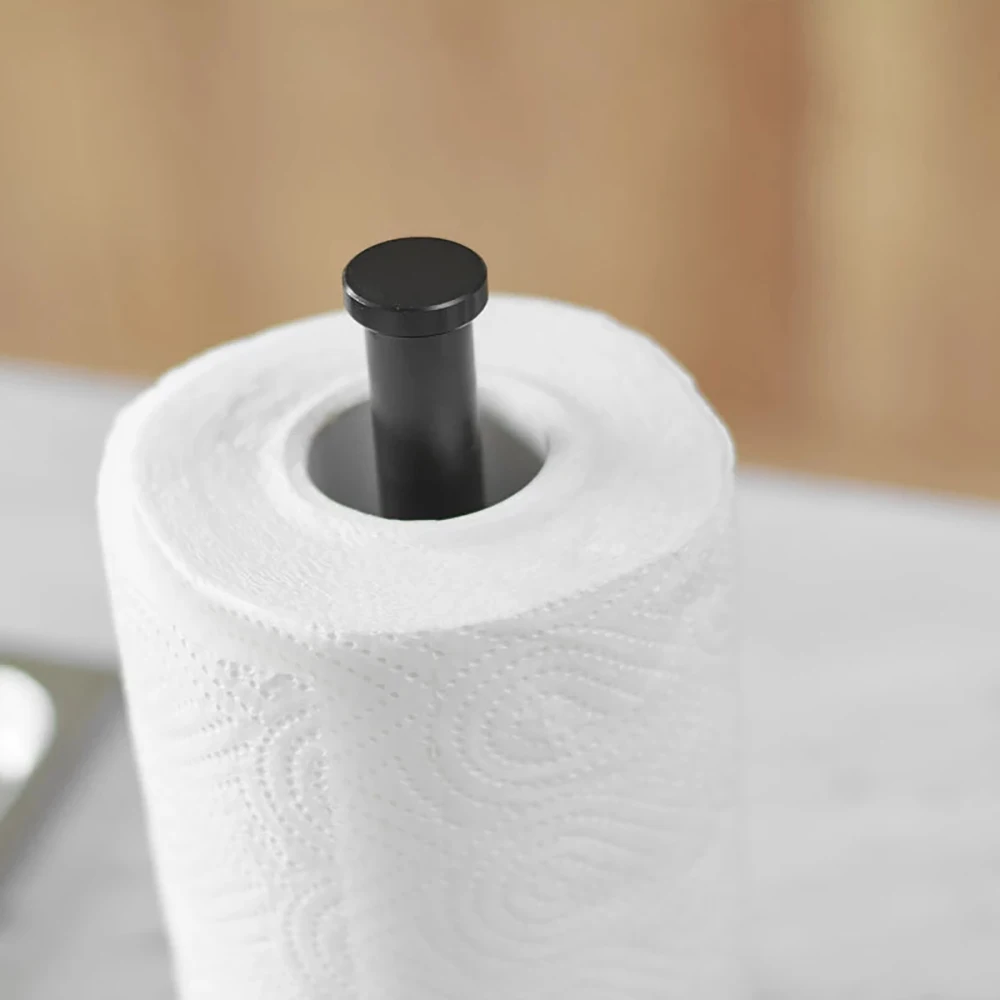 Desktop Roll Paper Holder Kitchen Vertical Paper Holder Stainless Steel Paper Towel Holder for Kitchen Countertop Black image 5