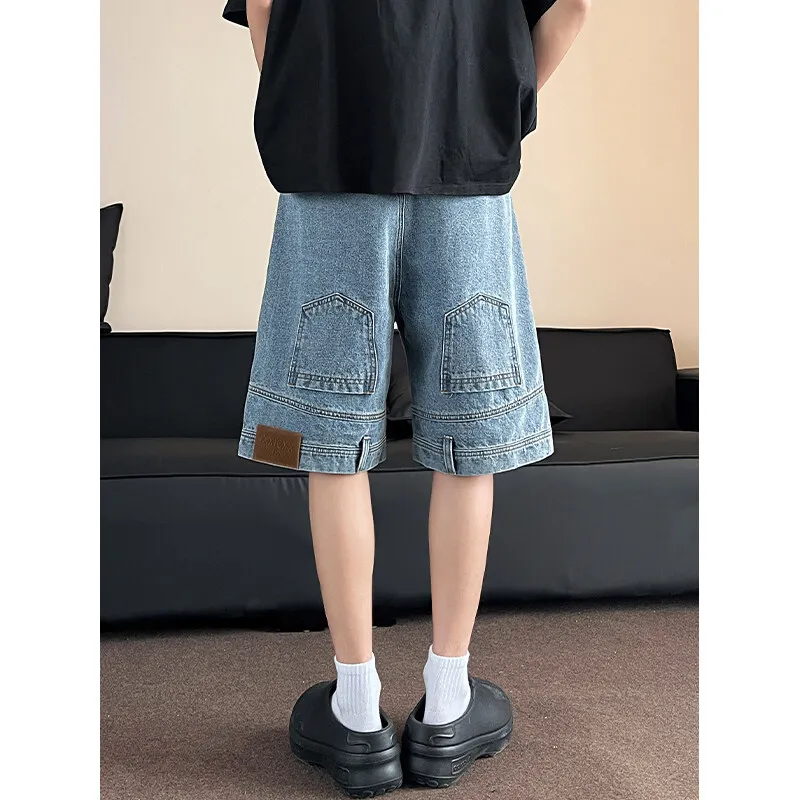 Short Men Blue Washed Denim Shorts Casual Distressed Design Summer Streetwear Fashion Comfort Fit 2025 Men Denim Shotrt