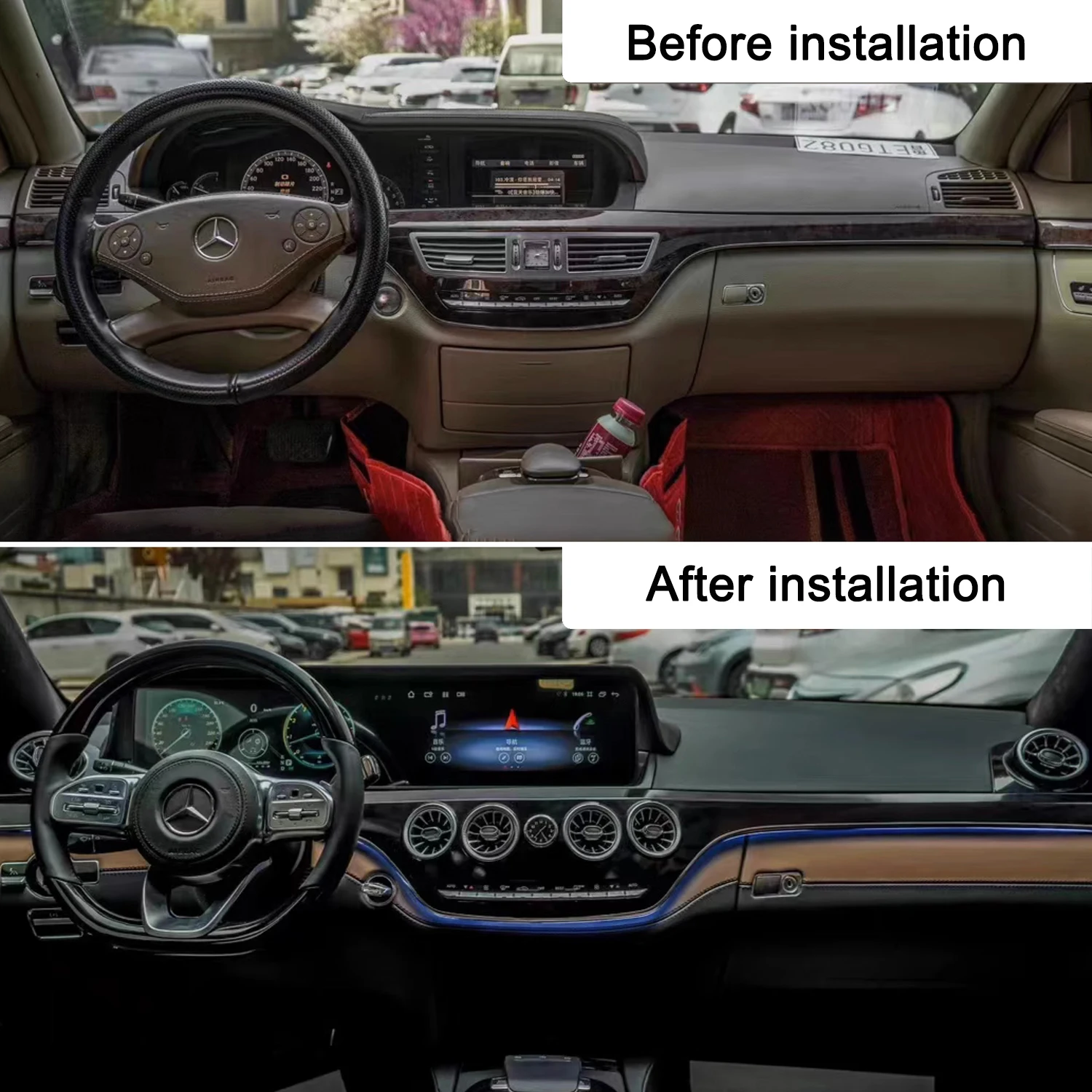 Center Console Trim Panel Turbine Vent With Ambient Light For Mercedes Benz S-class W221 Upgraded to W222 Interior Accessories