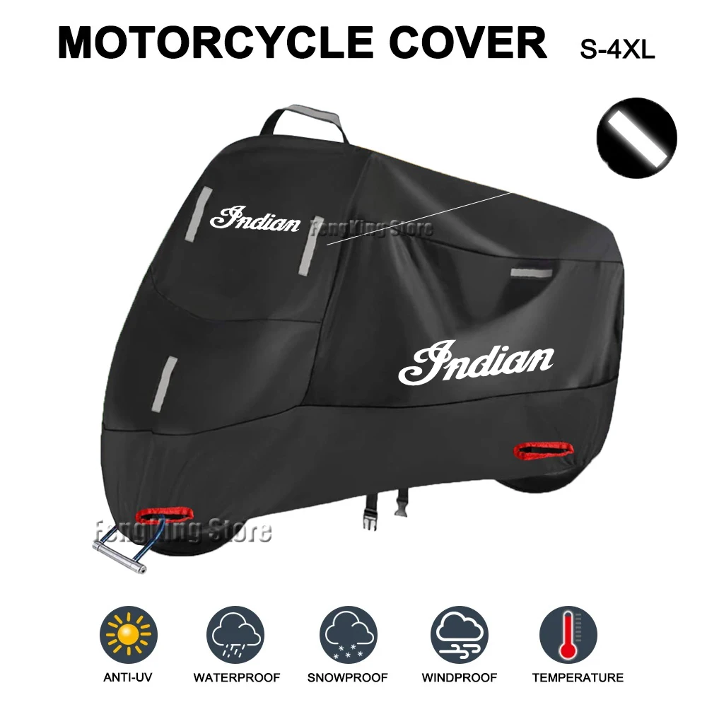 

Motorcycle Cover Waterproof Outdoor Scooter UV Protector Rain Cover For Indian FTR 1200 S Carbon / Rally Chief VINTAGE Scout