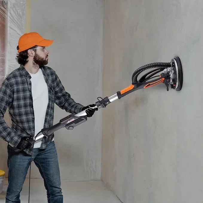 800W Brushless Motor Electric Sander, Variable Speed 1000-2300 RPM, Foldable Ceiling Sander