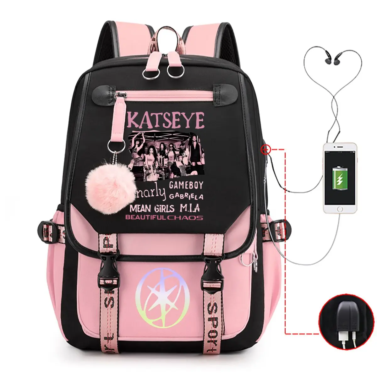 Backpack New Katseye Funny Print Girl's Large Capacity Bags Children's Teeneger School Backpacks Cute Schoolbags Gift