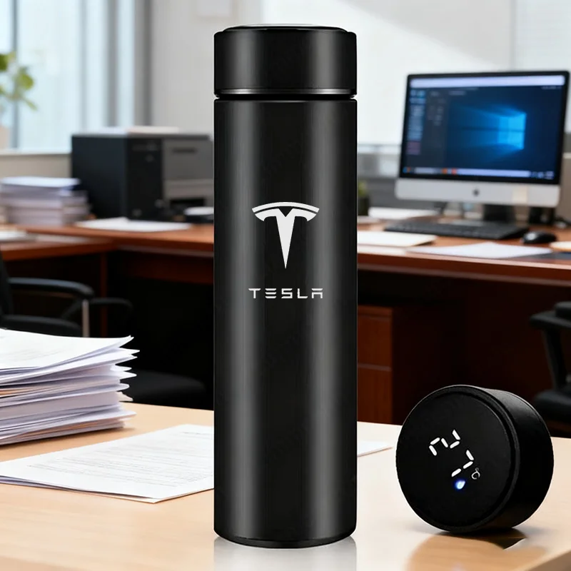 

500ML Portable Stainless Steel Water Bottle Logo Water Cup Car Sticker For Tesla Model 3 Model S Model X Model Y Roadster SpaceX