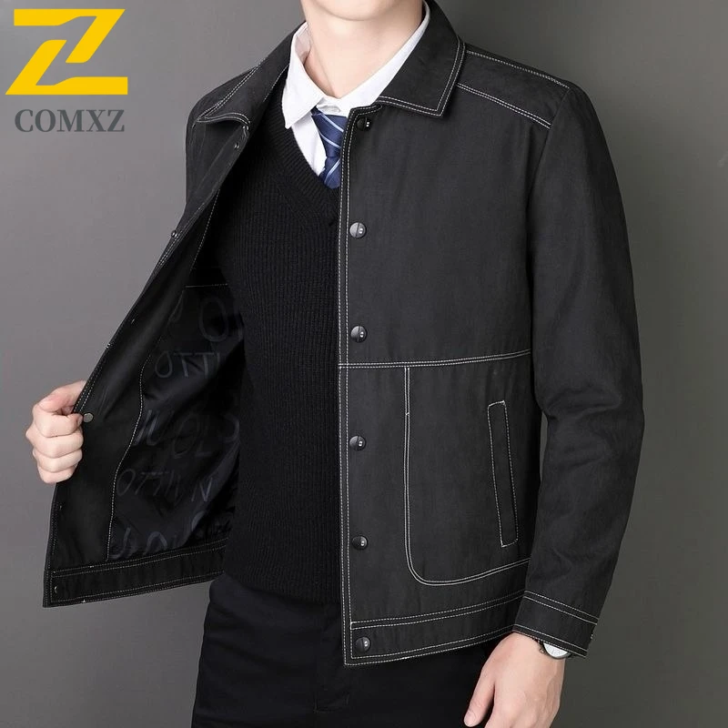 

COMXZ High Quality Men Jacket Leisure Turndown Collar Design Collar Camping Lightweight Coats Travel Handsome Autumn Jackets