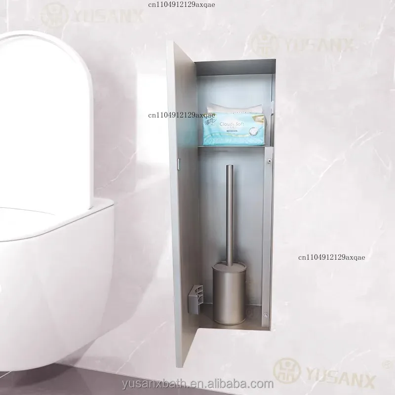 304 Stainless Steel Embedded Wallpaper Toilet Paper Sanitary Brush Holder Bathroom Niche Hidden Tiles Hidden view 2