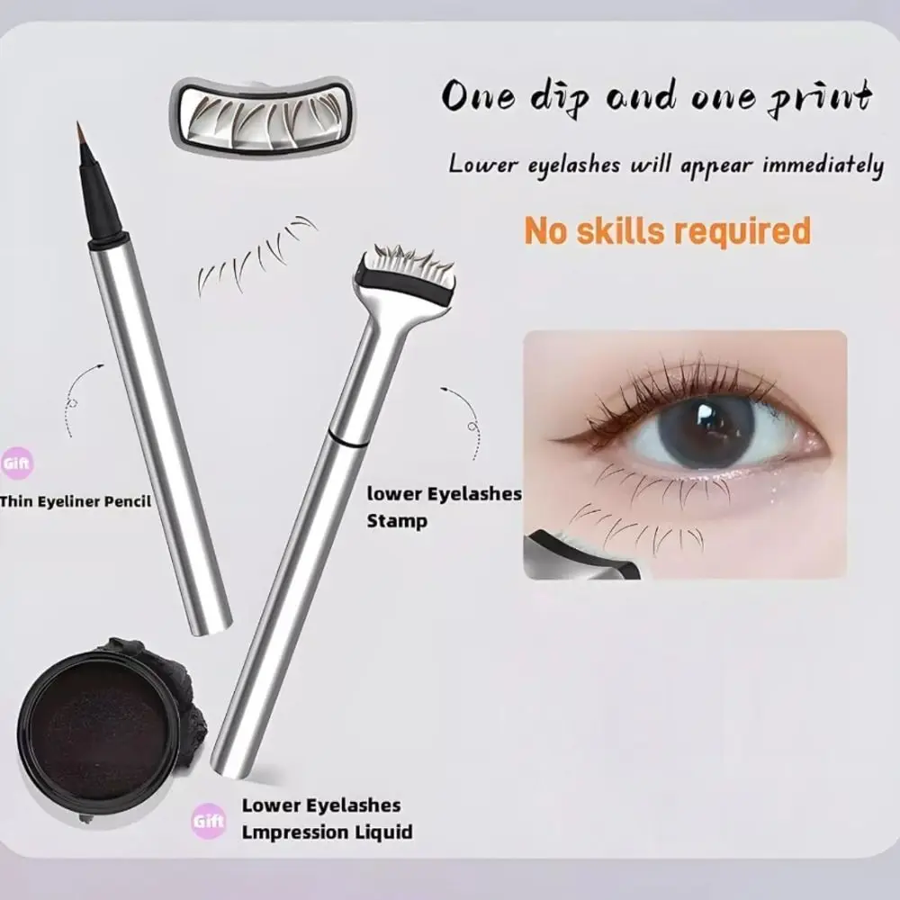 Neues wasserdichtes Stempelset für die untere Wimpern, schnell trocknend, tragbar, Stempel für untere Wimpern mit Tinte, einfach zu bedienender Silikon-Wimpernstempel mit 0,01 mm Spitze