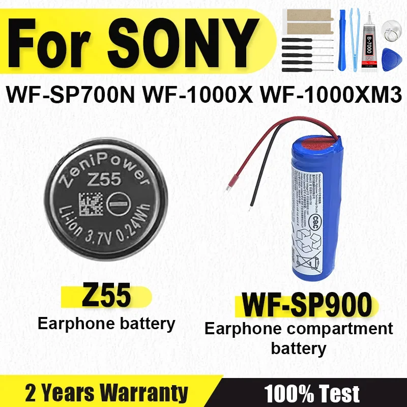 Nuevo 3,7 V Z55 para ZeniPower batería para Sony WF-1000XM3 WF-SP900 WF-SP700N WF-1000X TWS auriculares CP1254 batería + herramientas