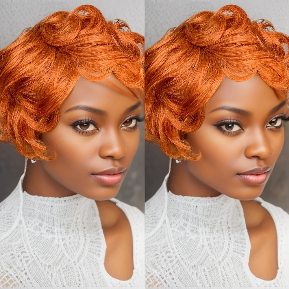 

# Парик Chioma Curly Pixie Cut 350, 100% человеческие волосы Remy, боковая часть, парики машинного производства