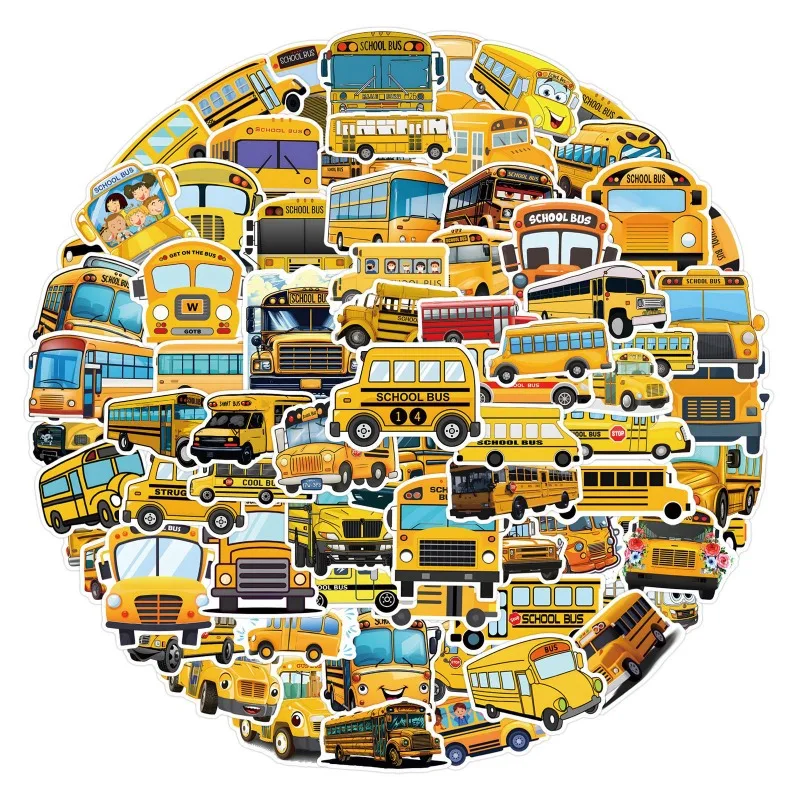 110pcs Cartoon Personality School Bus Creative Graffiti Decorative Stickers