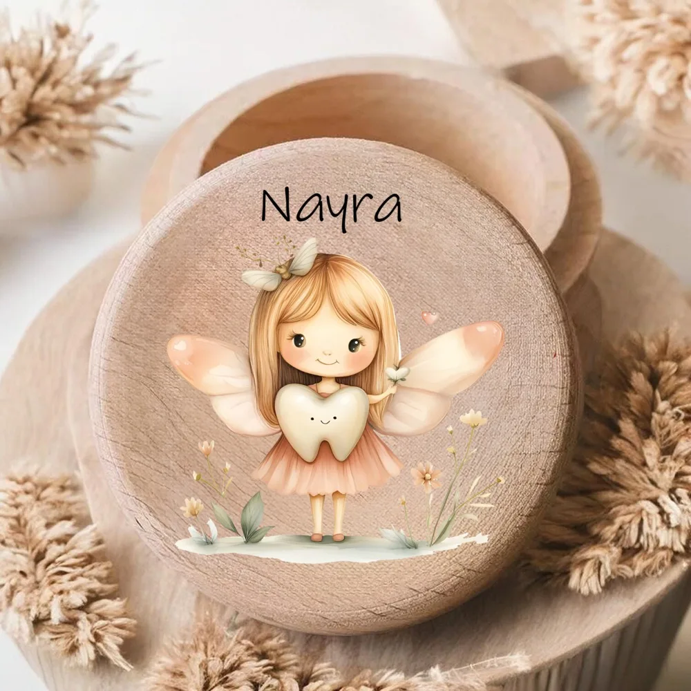 Personalized Tooth Fairy Box Keepsake Tooth Umbilical Cord Curls Cute Wooden Box with Name Christening Baby Shower Gift