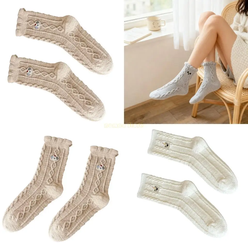 

31BF Удобные снежные вязаные носки до середины икры, зимние теплые, практичные женские повседневные носки из полиэстера