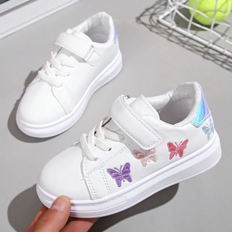 

Fashion Children Sports Shoes 2025 New Boys Girls Butterfly Embroidery Printed Beach Shoes Casual Soft Soled School Sneakers
