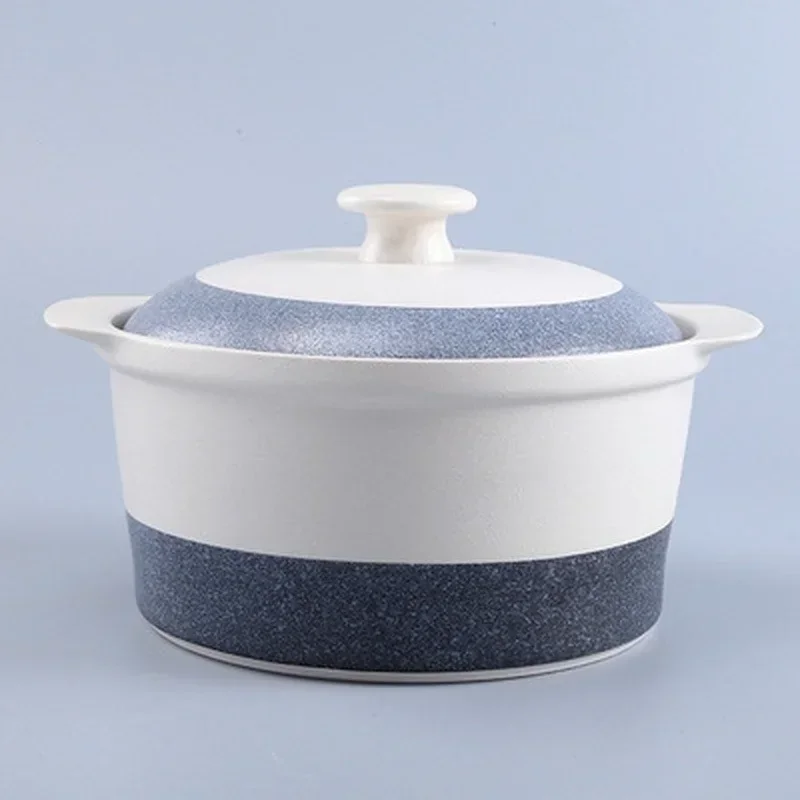 2300ml Japanese Creative Snowflake Glaze Color Matching Two-ear Ceramic Casserole Restaurant Kitchen Home Soup Pot Stew Pot