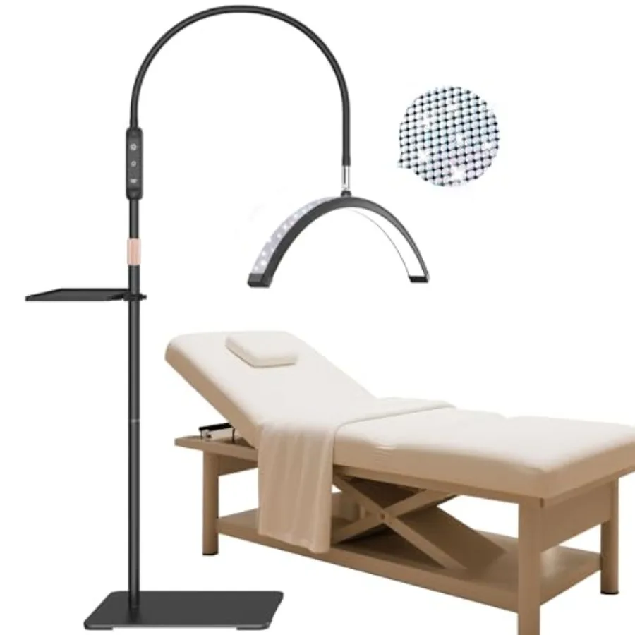 

Светодиодная лампа в форме полумесяца с регулируемой высотой и подвижным подносом для наращивания ресниц, татуировок, дизайна ногтей и косметических процедур Cryst