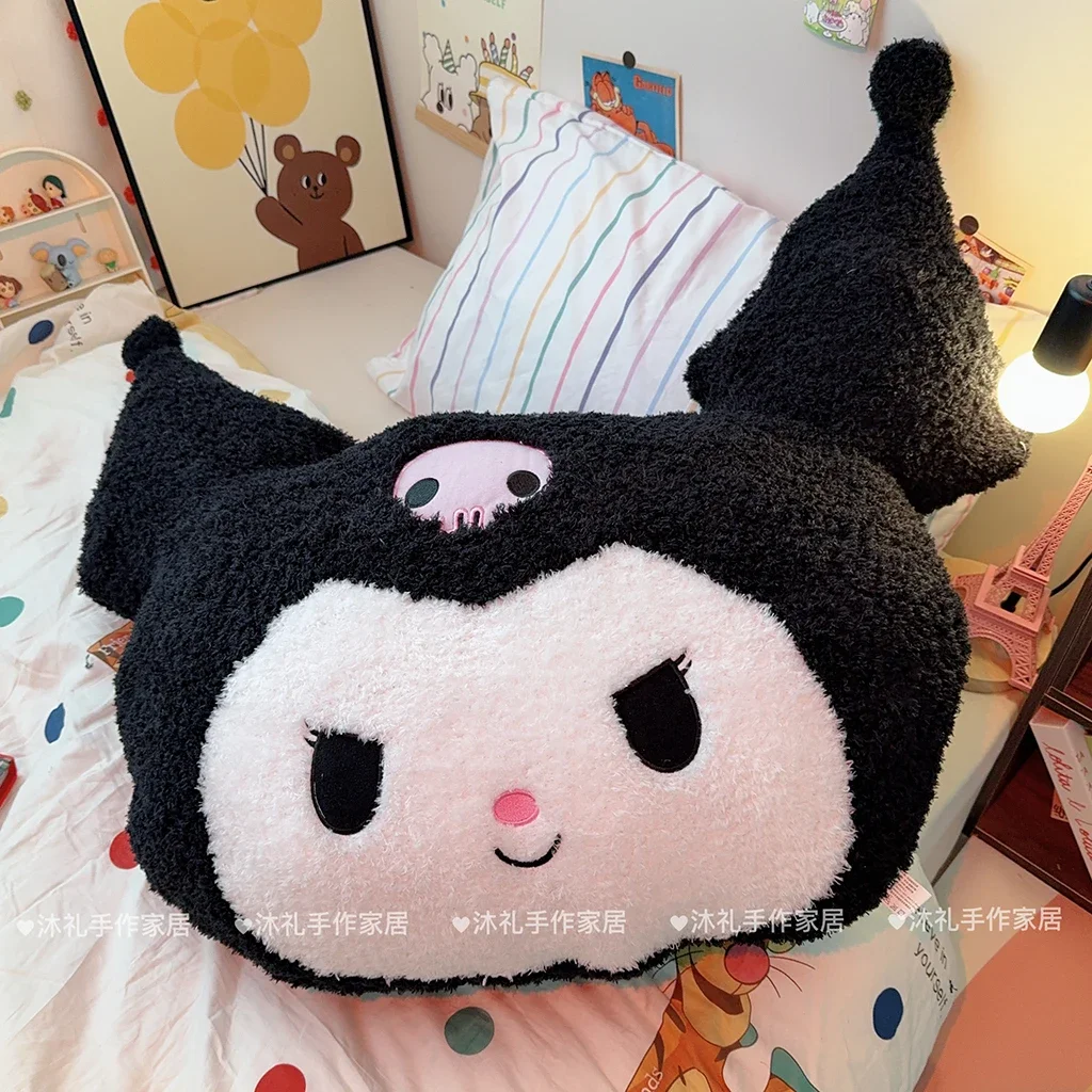 ขนาดใหญ่ Kuromi Plushies นุ่มมาก Kuromi ตุ๊กตาของเล่นตุ๊กตาอะนิเมะกลับเบาะหมอนล้างทําความสะอาดได้โซฟาเบดสาวของขวัญ