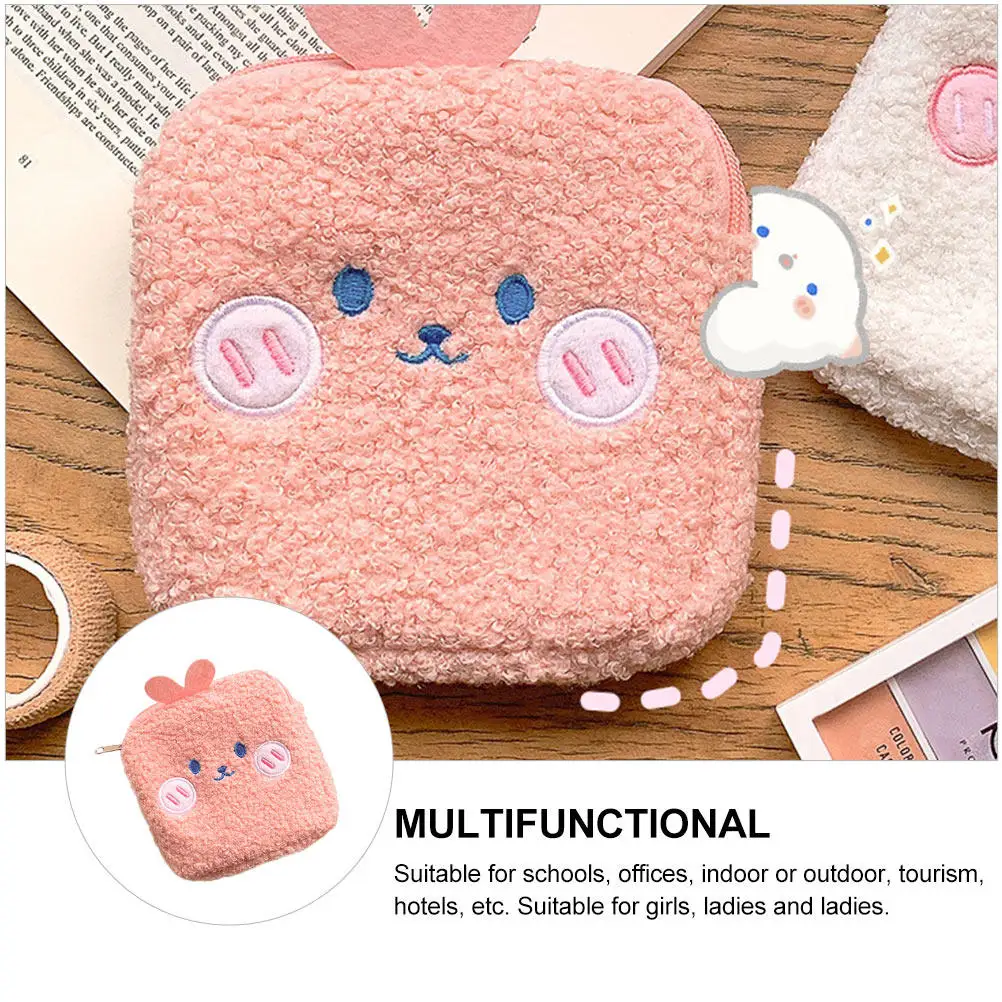 1Pcs Multi-Function Storage Bag Sanitary Pad Pouch Cartoon Design Pink Ideal for Indoor Outdoor Use Menstrual Pad Bag