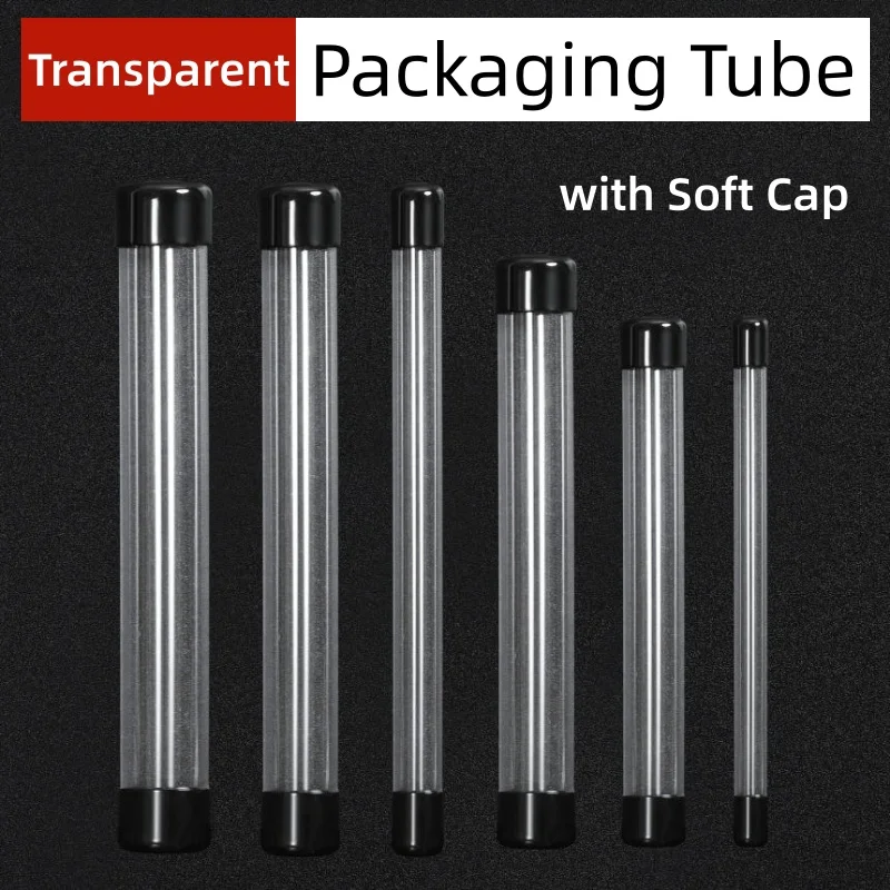 PVC/PC transparent tube storage packaging with plug round tube with black cap Plastic pipes tube trial packaging tube