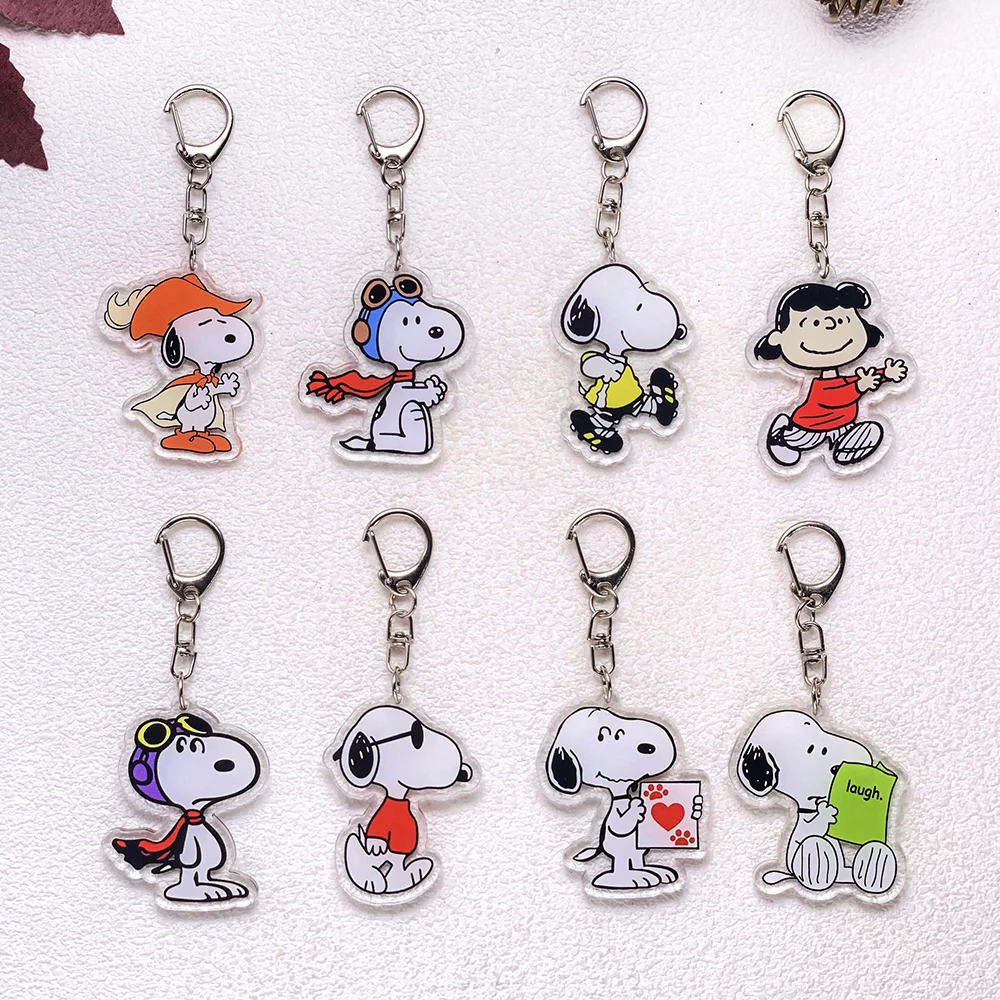 1/13 Stück Cartoon Snoopy Niedlicher Auto-Schlüsselanhänger Zubehör Acryl Lustige Anhänger für Taschen Kawaii Schlüsselhalter Rucksack-Dekoration – Detail 3