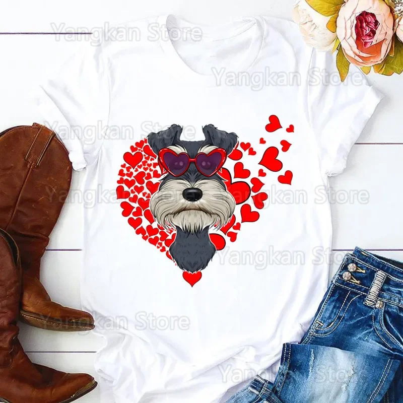 Schnauzer Donna Cartoon Mom Summer Print Lady T-shirt Top T Shirt Donna Donna T-shirt grafica femminile