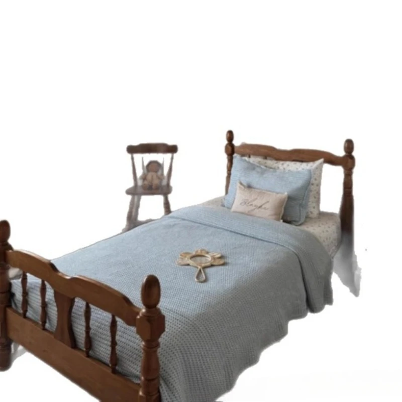 

Retro all solid wood bed Medieval Windsor small apartment master bedroom double bed 1.5 meters single bed homestay design