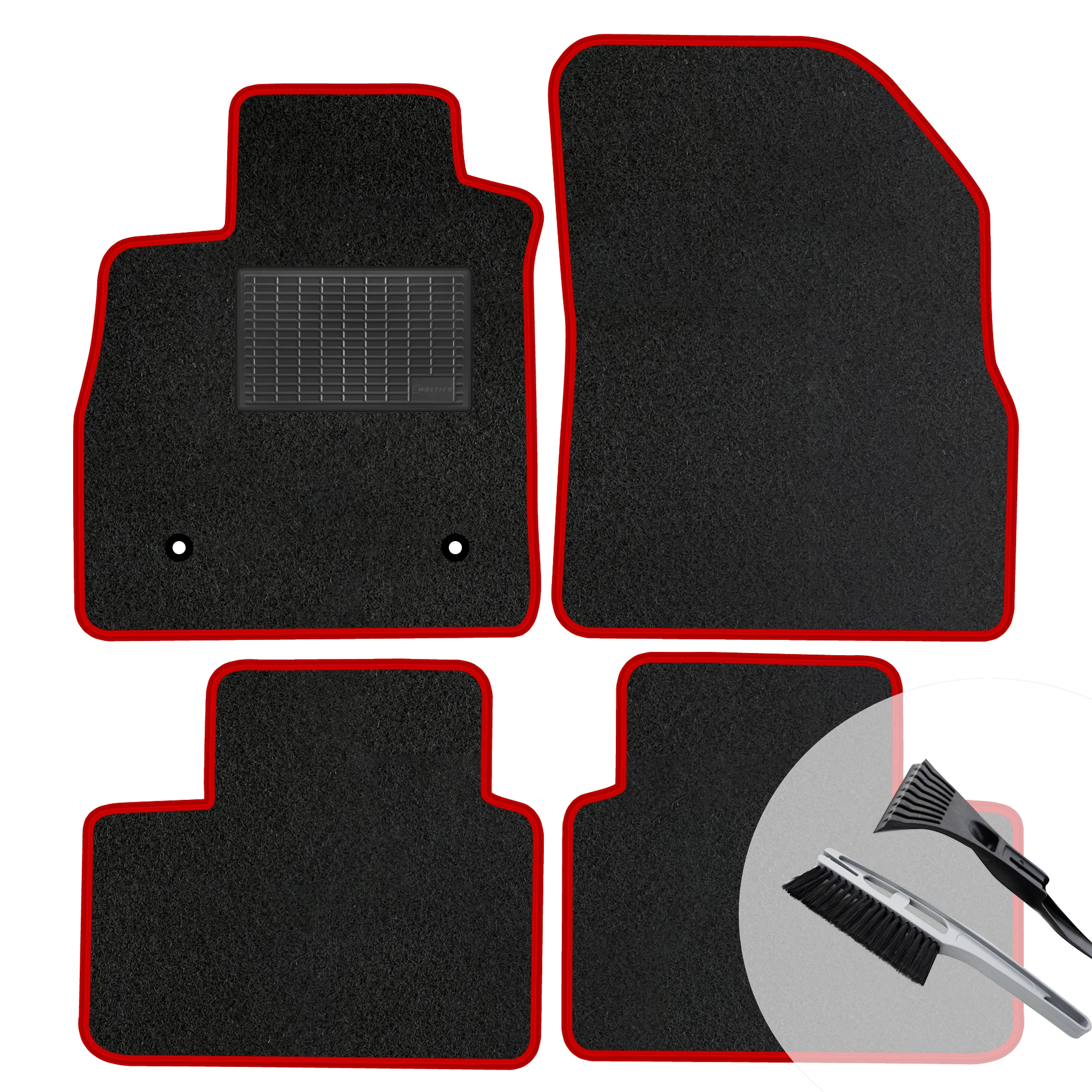 Veloursmatten Set met Rode Rand voor Renault Clio IV 2012-2020