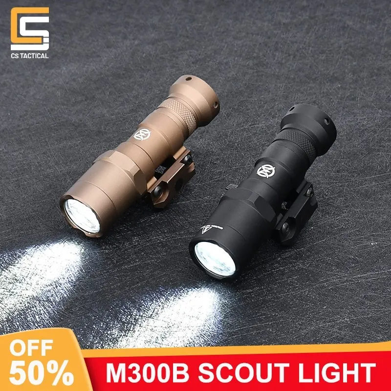 

WADSN Airsoft M300B Metal Scout Light LED Tactical M300 Flashlight Pisotl Gun Weapon White Hunting Airsoft Lamp Fit 20mm Rail