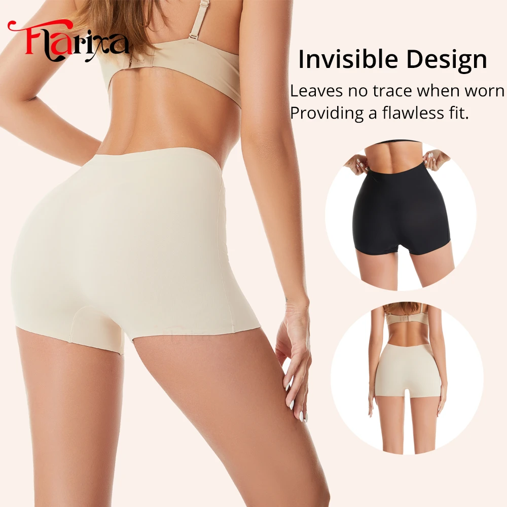 Flarixa Protective Slip Shorts Under the Skirts BoyShorts Women Seamless High Waist Boxer Briefs Safety Panties Anti-Chafing Leg