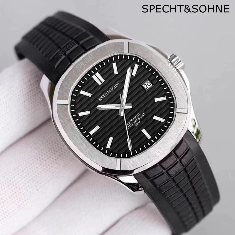 

specht&sohneLuxury Business Fully Automatic Mechanical Watch Miyota8215 Movement Rubber Strap Cut Back Through Hot-Selling Watch