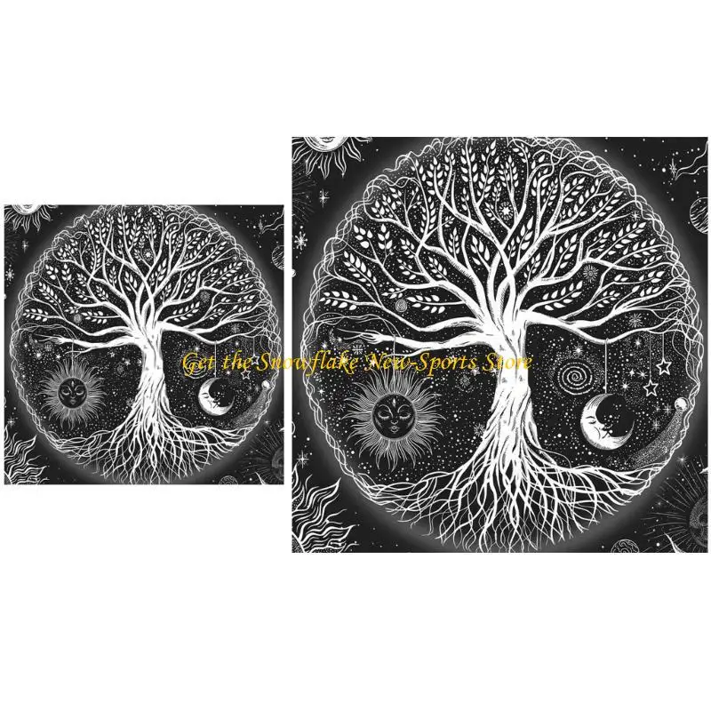 E56D Life Tree Altar Cloth Tapestry Tablecloth Ritual Spiritual Cloth for Sacred