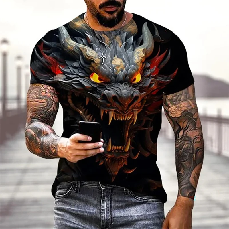 Dragon 3D Print T-Shirts Men Women Casual Fashion Streetwear Oversized Short Sleeve T Shirt Harajuku Kids Tees Tops Man Clothing