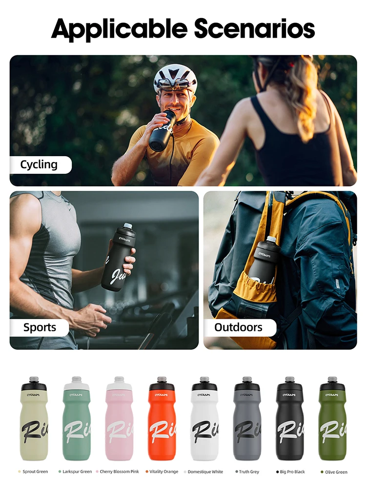 Bouteille d'eau de cyclisme CYCLAMI 650 ml ultra-légère, anti-fuite, compressible, pour camping, randonnée, sport, vélo, gourde Rapha 750 ml