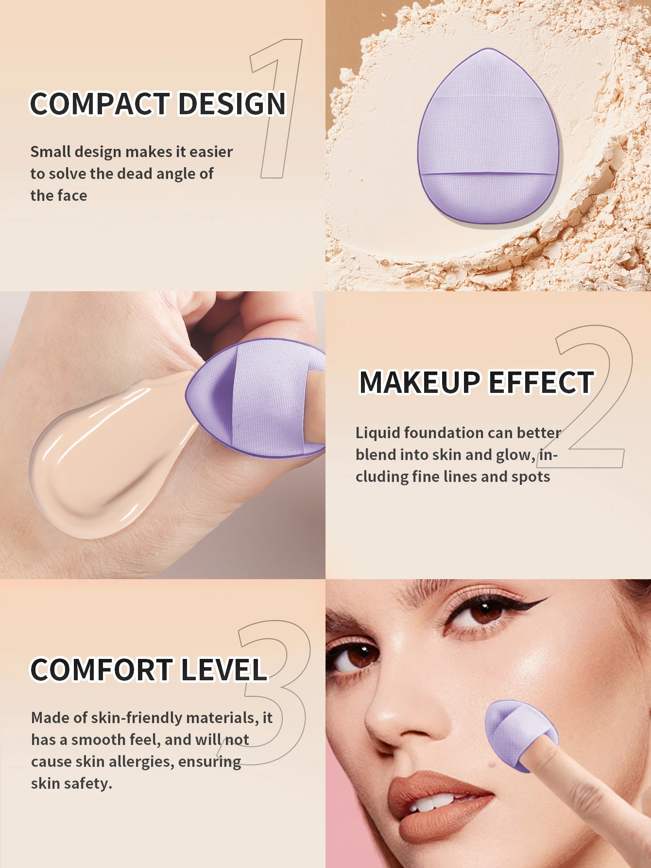 Nowy płynny podkład w płynie, bawełniana gąbka super miękka i nie pochłaniająca pudru, zestaw gąbeczek do makijażu w kształcie jajka, gąbka w kształcie kropli wody, poduszka powietrzna.