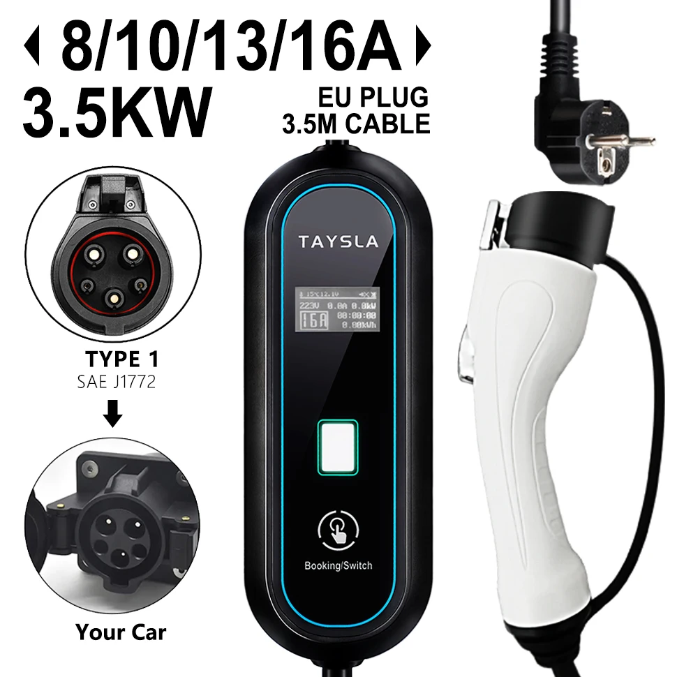 TAYSLA PHANTOM Electric Car Charger TYPE 2 3.5KW EV Charging Cable TYPE 1 EV Charger Station Wallbox EVS