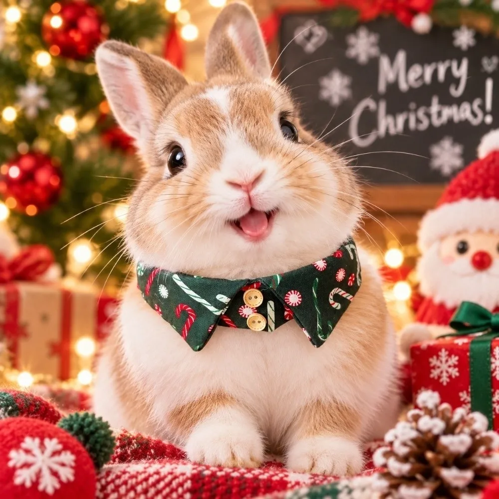 Plaid Pattern Christmas Pet Collar Leash Ring Adjustable Drawstring Dog Bow Tie Polyester Candy Cane Pattern Cat Fisherman Hat