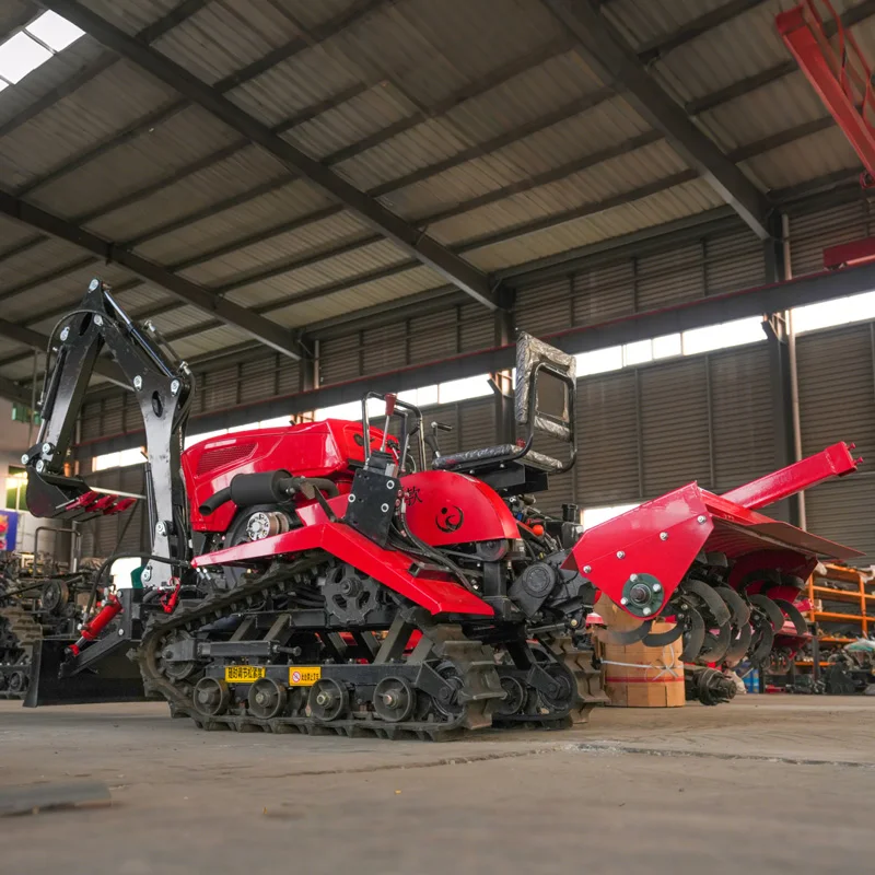 Factory Sales Crawler Rotary Tiller Diesel Gearbox Rotary Tiller Cultivator Farm Crawler Tractor Cabin Rotary Tiller Machine