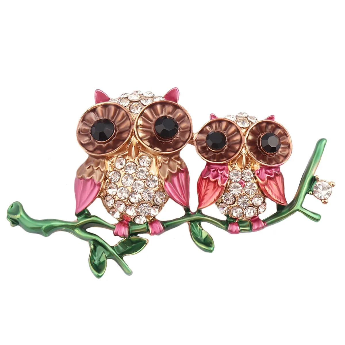 Classic Rhinestone Owl Brooches for Women Unisex Enamel Animal Bird Pins Necklace Office Party Friend Gifts Jewelry Accessories