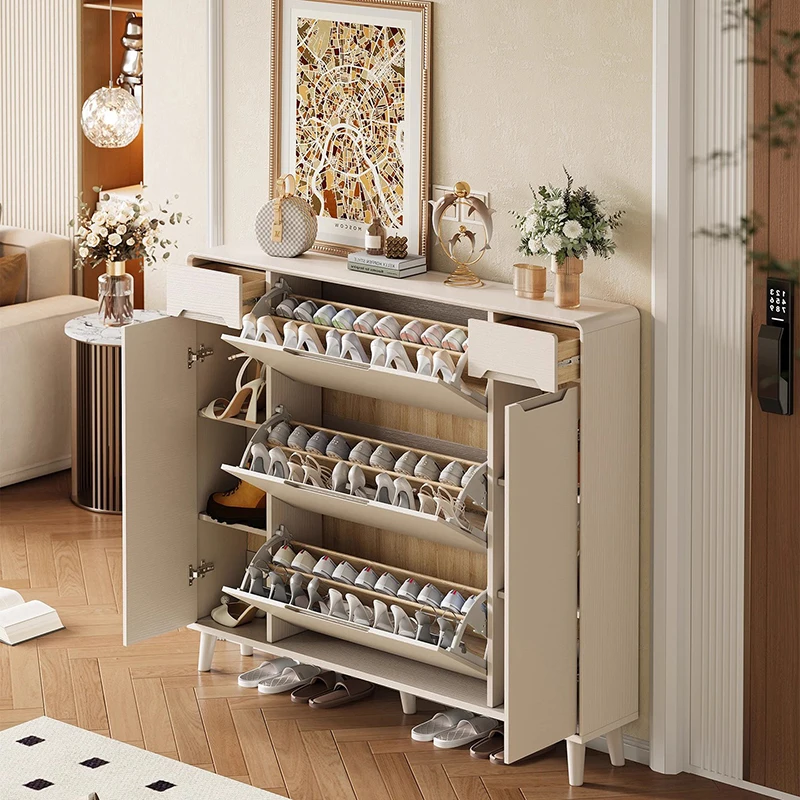 خزائن الأحذية الحديثة البسيطة الموفرة للمساحة، خزانة أنيقة ممتازة، أثاث غرفة المعيشة المنظم الفريد من نوعه من دي زاباتوس