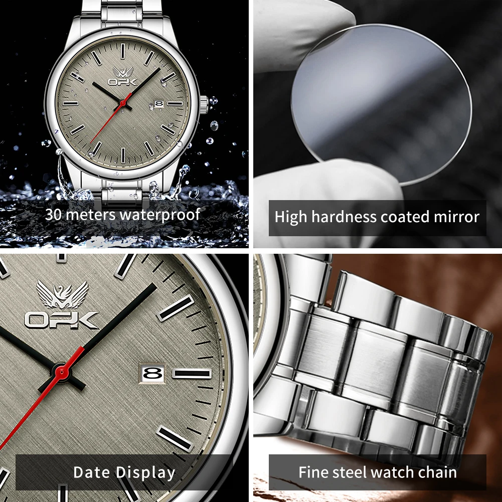 OPK 방수 쿼츠 시계 남성용, 온수 6030, 신제품