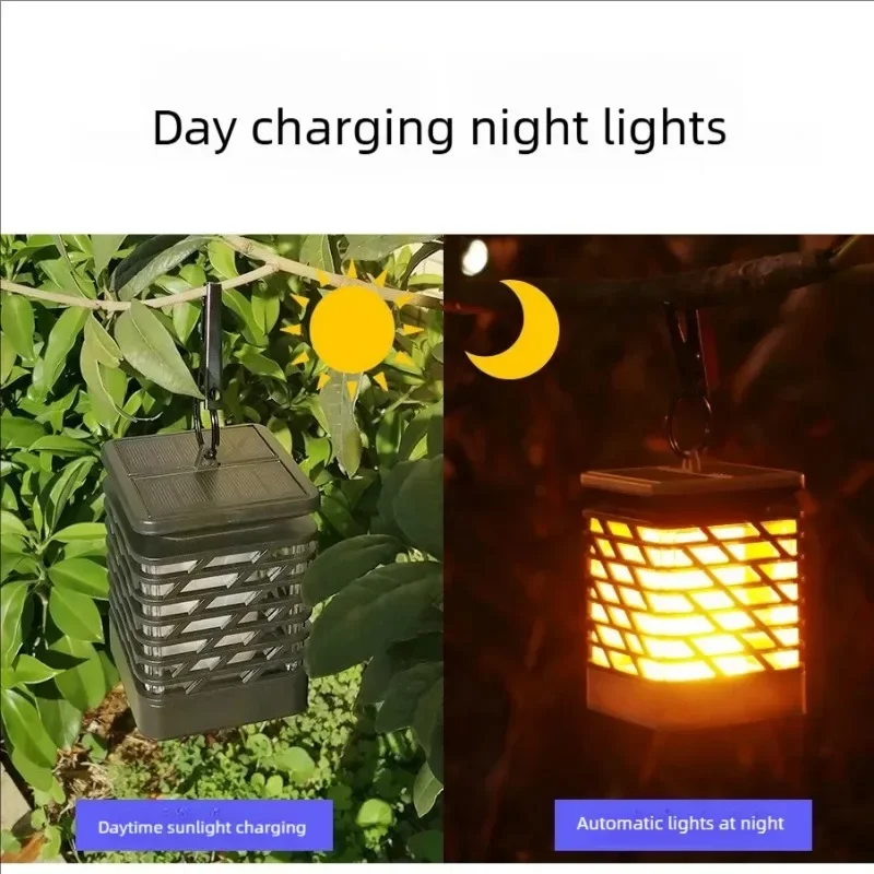 Solar Flame Lamp with 12 LEDs for Landscape Ground Insert Lawn Lamp Outdoor Courtyard Atmosphere Decorative Wall Lamp