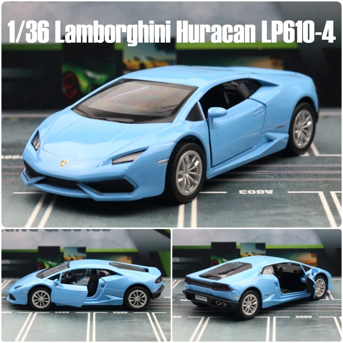 1:36 Lamborghini Huracan LP610-4 Super Sport Toy Car RMZ City Diecast Metal Miniature Model Pull Back Collection Gift For Boy