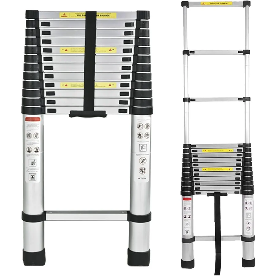 

Extension Telescoping Ladder 16.5FT Aluminum Straight for Home Roof Indoor Outdoor Compact Lightweight With Safety Lock Easy to