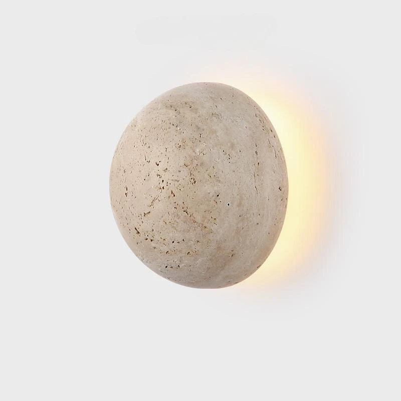 

Handcrafted Travertine Wall Lamps Sphere Solid Stone Decorative Ball LED Sconces Living Dining Room Home Decoration Art Ornament