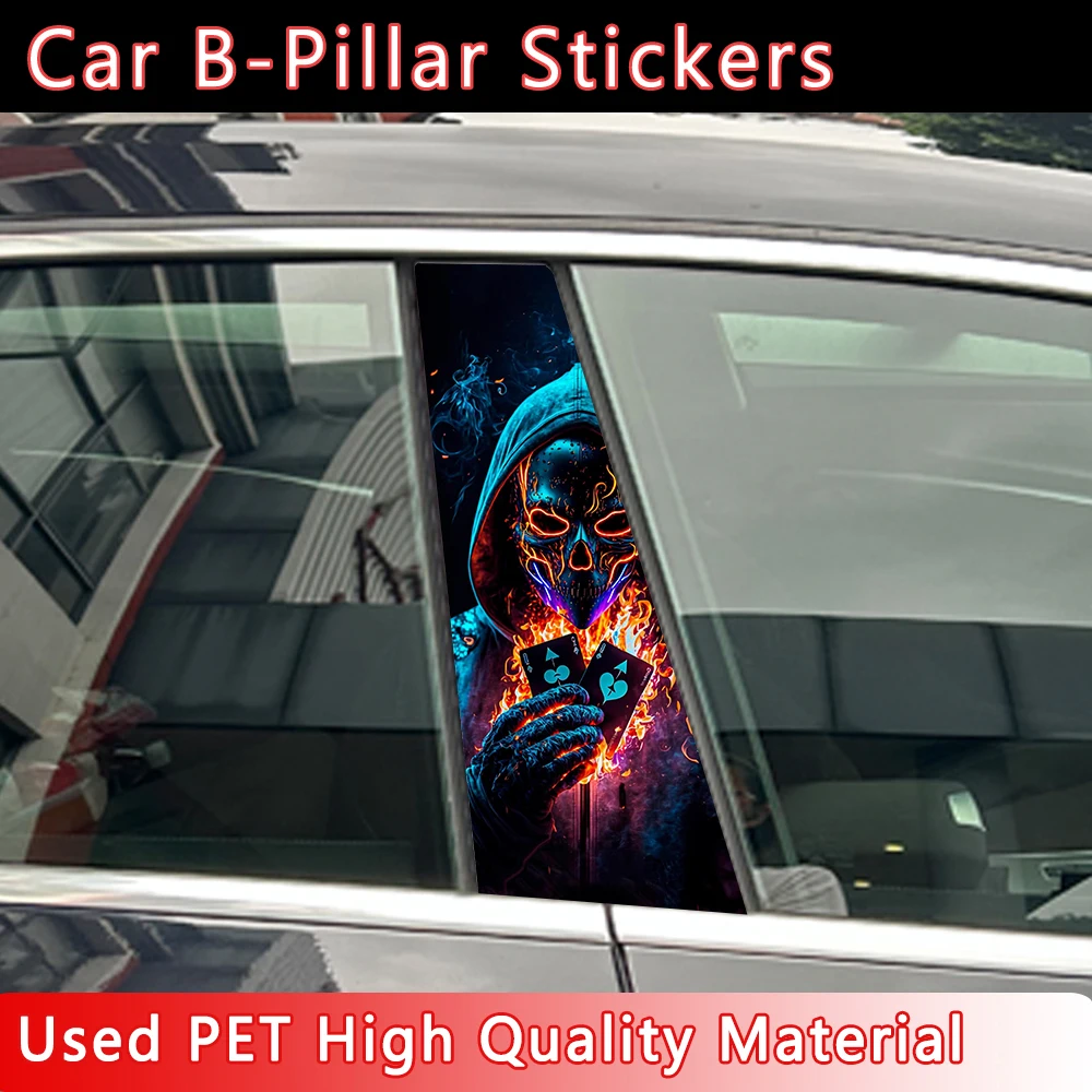 Gothic Skull Couple Car Stickers B-pillar Sunscreen DIY Auto Center Column Cover Scratches Cartoon Decoration Accessories